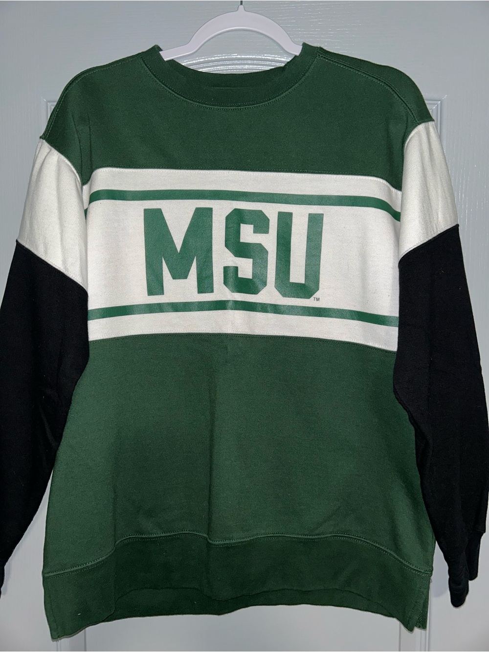 Green MSU Colorblock Crewneck